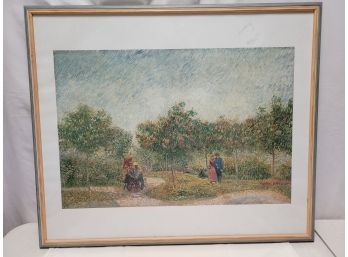 Garden With Courting Couples Framed Lithograph