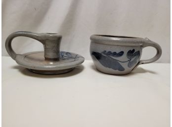 Rowe Pottery Works Candle Holder And Mug With Handle