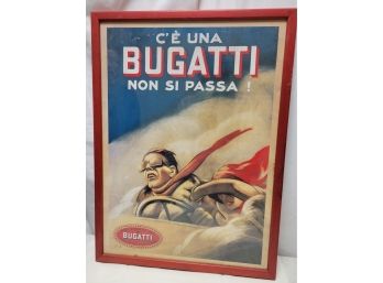 French Framed Bugatti Car Advertising