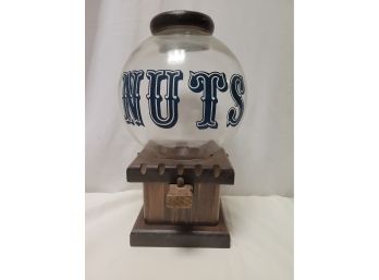 Nuts Candy Dispenser Glass Globe With Wooden Bottom