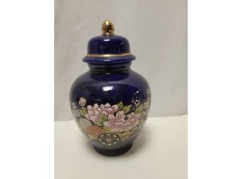 Floral Blue Ginger Jar