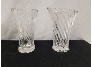 Two Mikasa Accent Crystal Flower Bud Vases