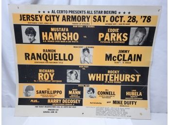 1978 Jersey City, NJ Boxing Advertising Promotion Card