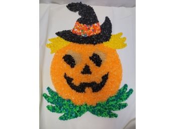 Vintage Melted Plastic Popcorn Halloween Pumpkin Decoration