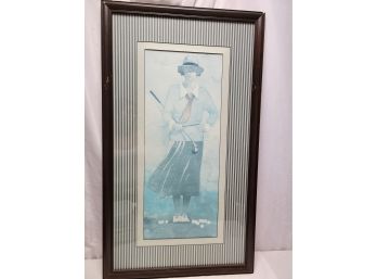 Bart Forbes Framed Woman Golfer Lithograph