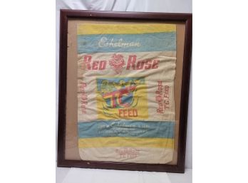 Eshelman Red Rose Advertising Framed Burlap Bag