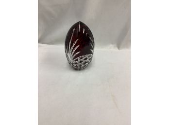 Vintage Ruby Cut To Clear Czech Glass Egg