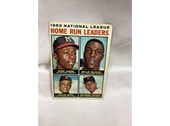 1964 Topps NL Home Run Leaders- Aaron/Mays Baseball Card