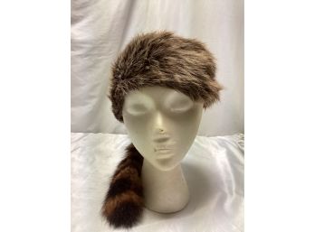 Vintage Raccoon Fur W/tail Hat