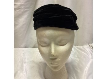 1950s Black Velvet Hat