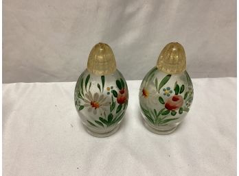 Hand Painted Glass Salt & Pepper Shakers