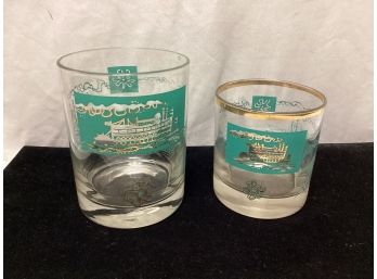 Libbey Gold Rim Steamboat Riverboat Glasses