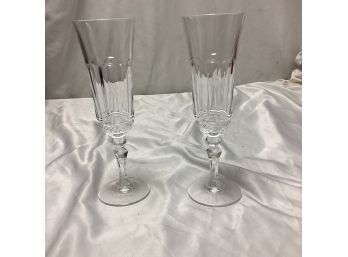 Pair Of Cristal D'arques-durand Avignon Champagne Glasses