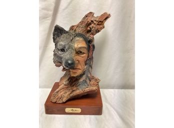 Native American Wolf/chief Statue