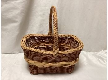 Handcrafted Brown Wicker Natural Stripe Basket