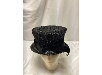 1960s Vintage Union Made Black Fancy Bucket Hat