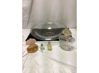 Perfume Bottles And Etched Bowl