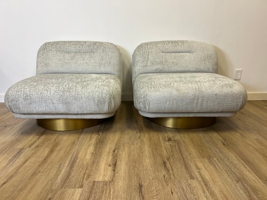 New! Modshop Pair Of Aspen 2 Armless Grey Swivel Chairs