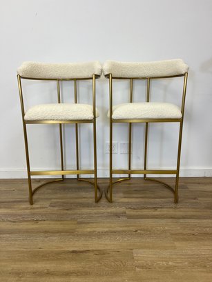 NEW! Modshop Pair Of Barstools With Brass Frame