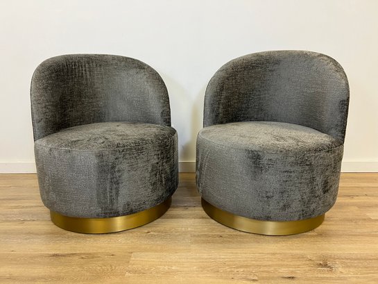 New! Modshop Pair Of 2 Fat Albert Occasional Chairs W Brass Base