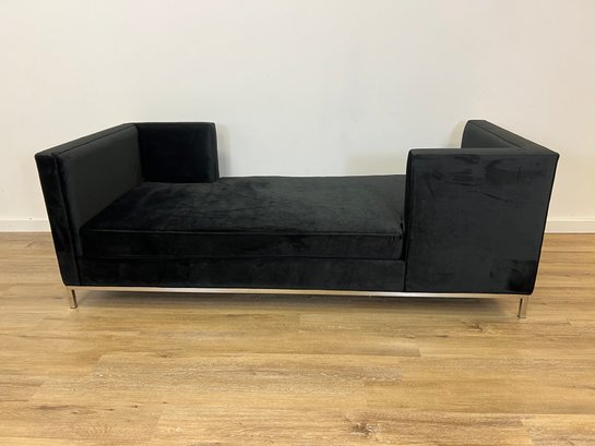 New! Modshop Black Velvet Sofa With Chrome Base