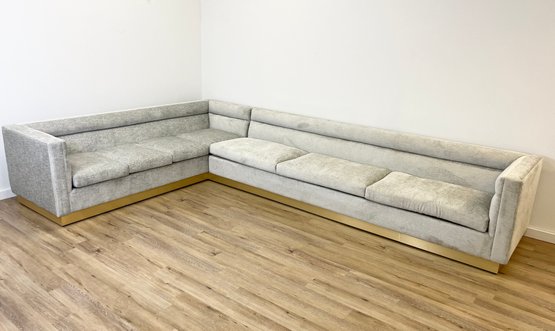 New! Modshop Almalfi Sectional Sofa In Hammered Velour With Brass Base