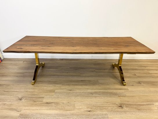 New! Modshop 8' Oiled Jimbaran Bay Dining Table With Brass Legs