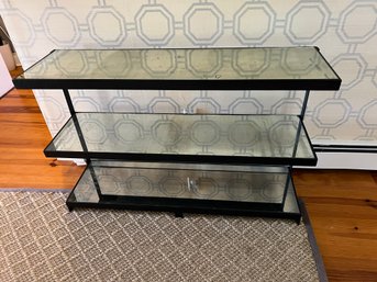 Metal Tiered Mirrored Top Console Table