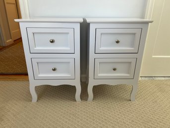 Pair Of White Two Drawer Nightstands