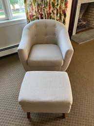 Upholstered Greige Chair And Ottoman