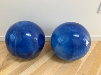 Pair Of Glazed Pottery Spheres