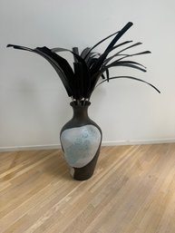 Large Floor Vase With Decorative Foliage