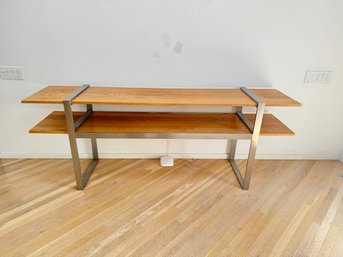 Metal And Wood 2 Tier Modern Console Table