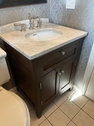 Dark Wood Vanity With Marble Top