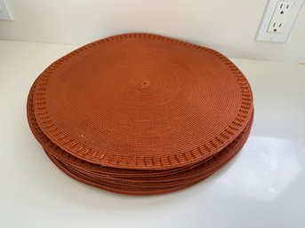 Set Of 12 Rust Fabric Placemats With Beaded Edging