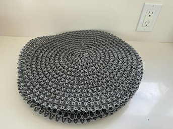 Set Of 6 Plastic Gray Round Placemats