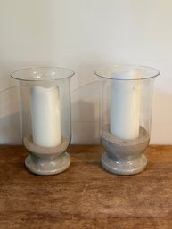 Set Of 2 Hurricane Glass Candle Holders