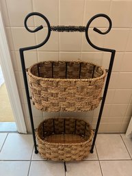 Metal Stand With Woven Baskets