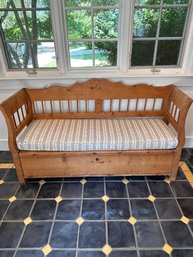 Antique Pine Bench With Cushion