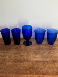 Lot Of 5 Blue Glasses