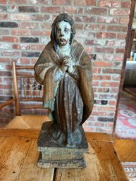 Antique Wooden Virgin Mary Statue