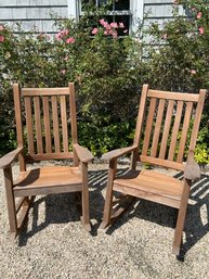 Pair Of Teak Outdoor Rocking Chairs Made By Kingsley Bate