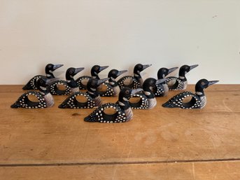 Set Of 12 Hand Painted Duck Napkin Rings
