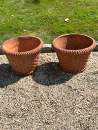 Lot Of 2 Decorative Terra Cotta Planters