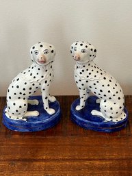 Pair Of Staffordshire Pottery Dalmations