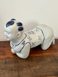 Chinese Blue And White Opium Pillow