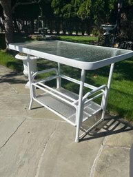 Outdoor Telescope Glass And Metal Console Table