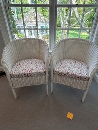 Pair Of White Wicker Chairs