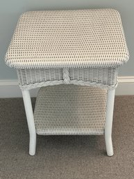 White Wicker Side Table