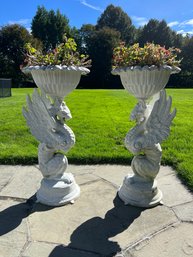 White Iron Griffin Planters